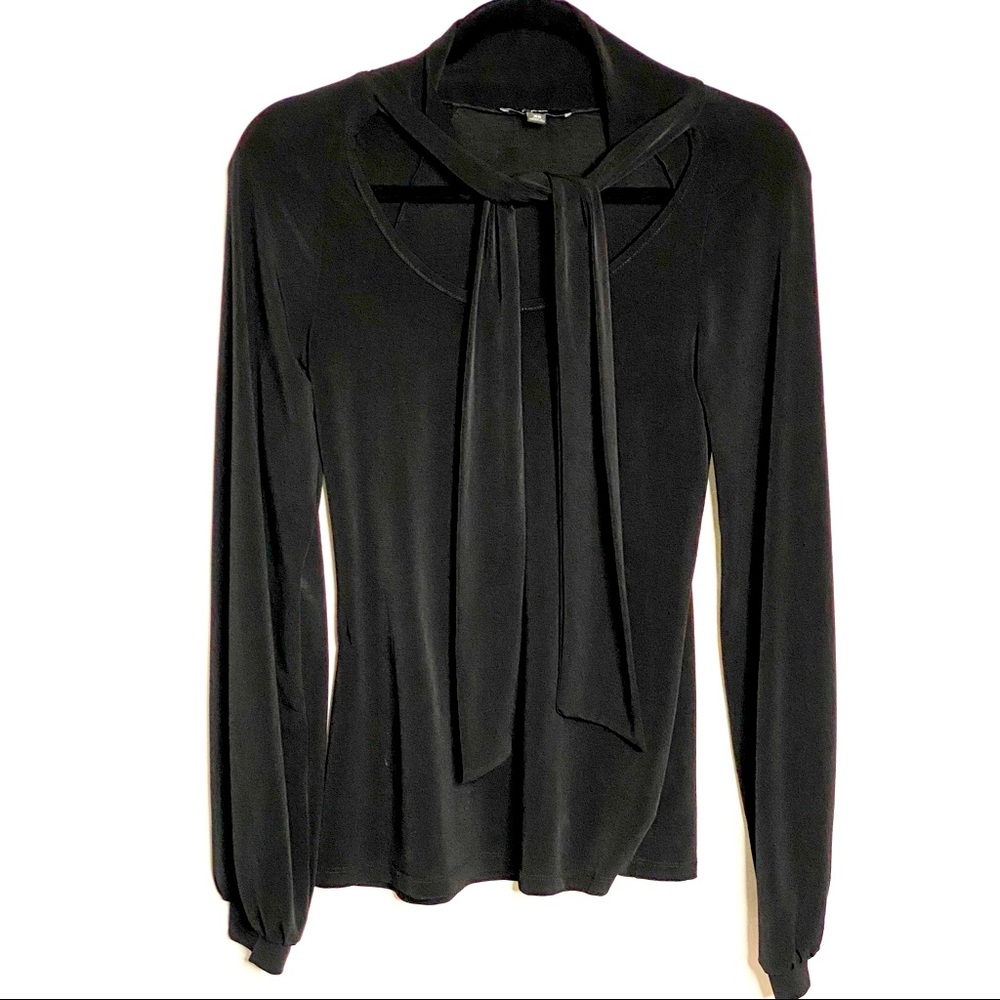 Express Tie neck keyhole top, Black, XS